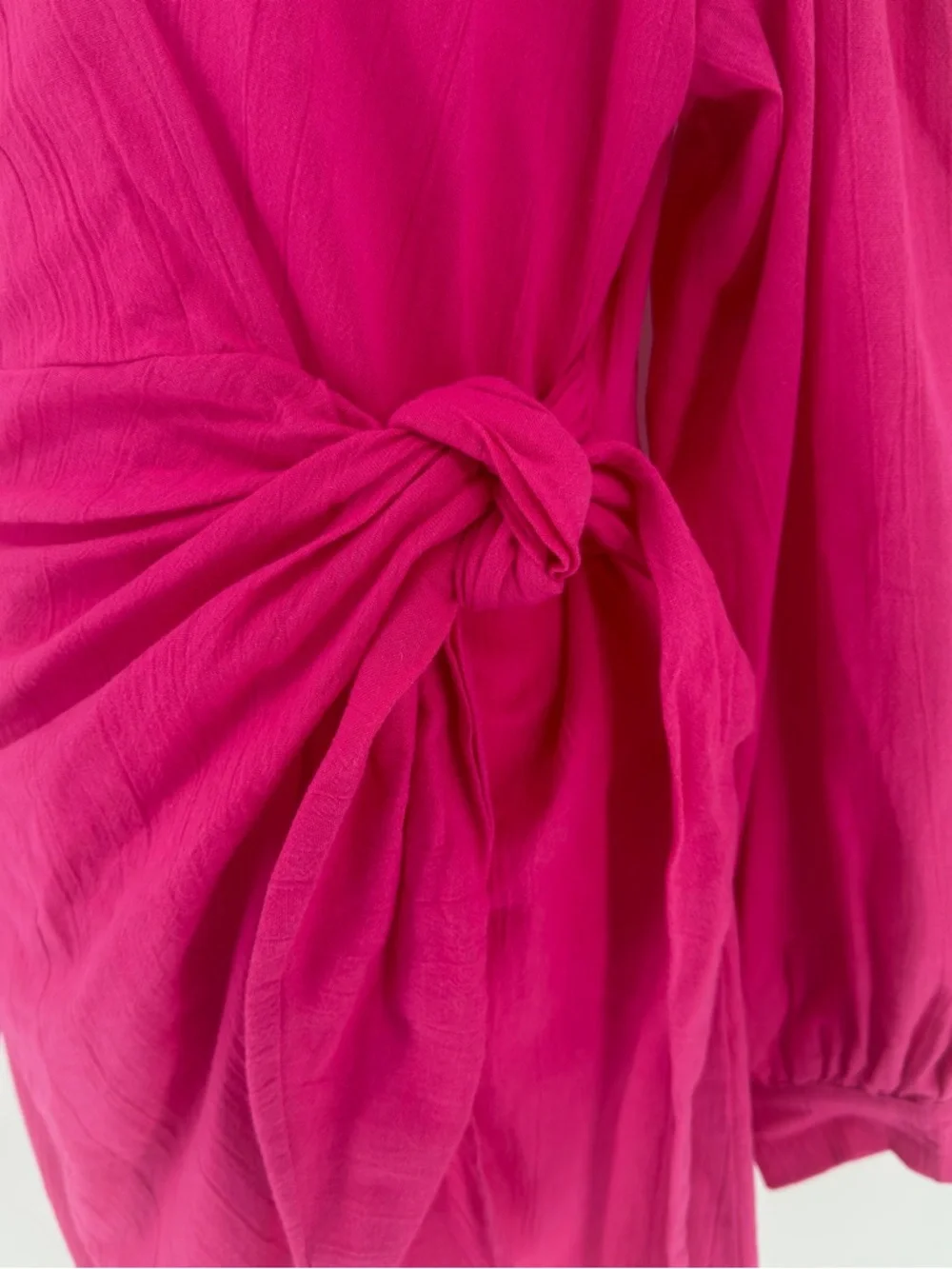 NWT ELF Handmade Linen Wrap‎ Dress Magenta Bali Boho Cottagecore M